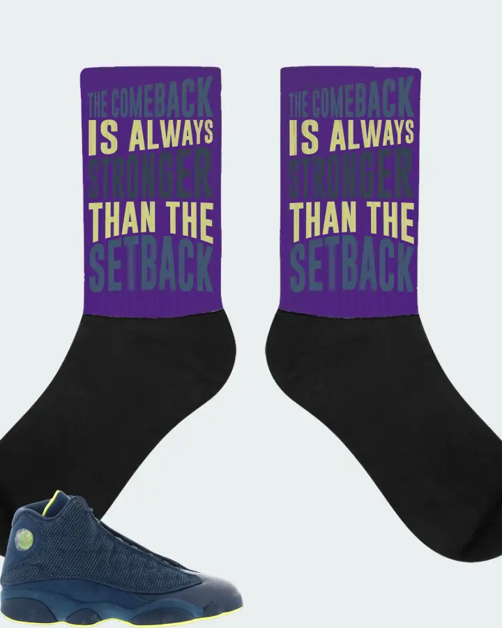 Jordan 13 Retro Sneaker Matching Purple Socks - The Comeback