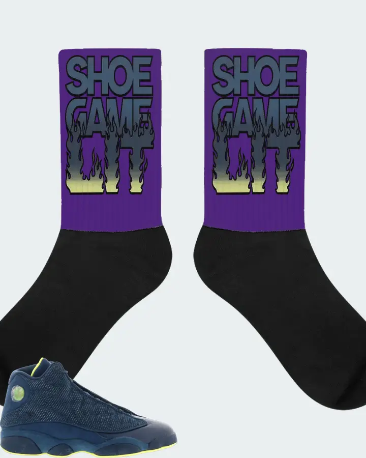 Jordan 13 Retro Sneaker Matching Purple Socks - Shoe Game Lit Refreshed