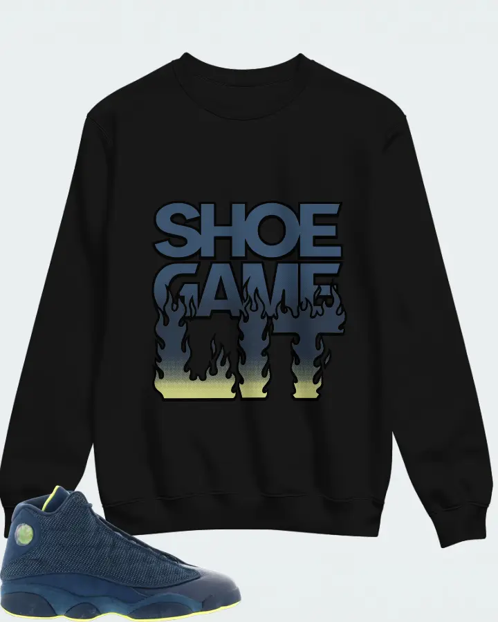 Jordan 13 Retro Sneaker Matching Black Sweatshirt - Shoe Game Lit Refreshed