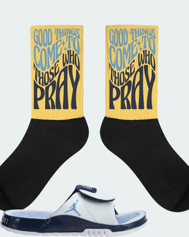 Jordan Hydro Xi Retro Sneaker Matching Yellow Socks - Good Things Come To Those Who Pray