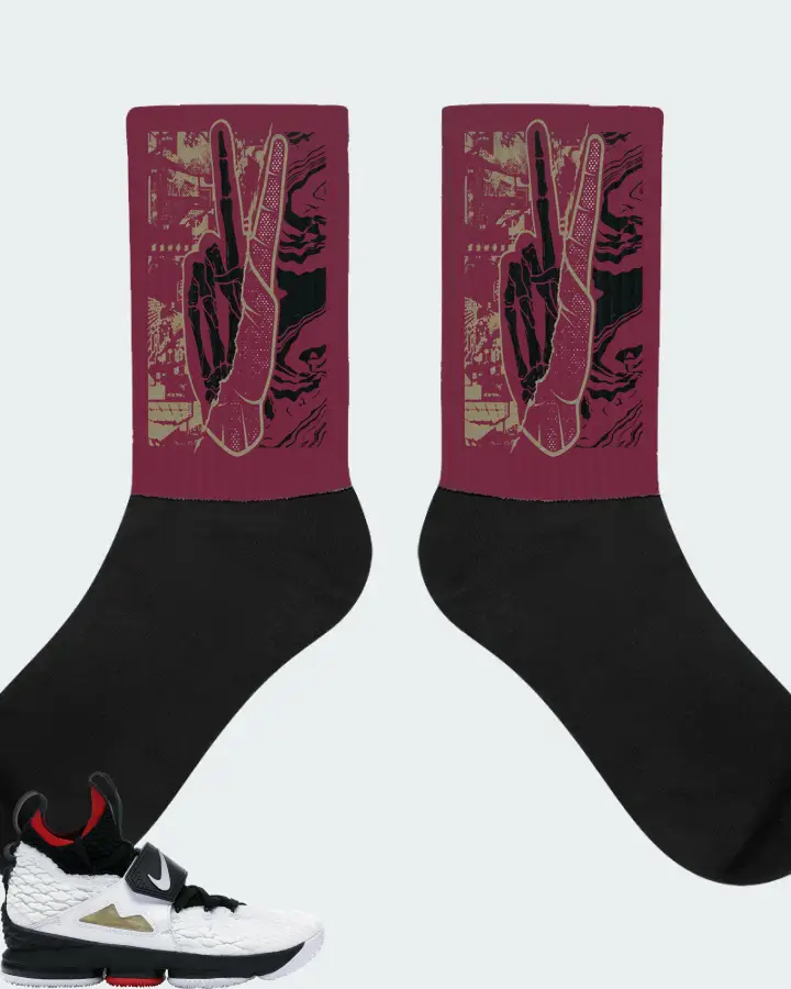 Nike LeBron 15 Sneaker Matching Maroon Socks - Peace of mind