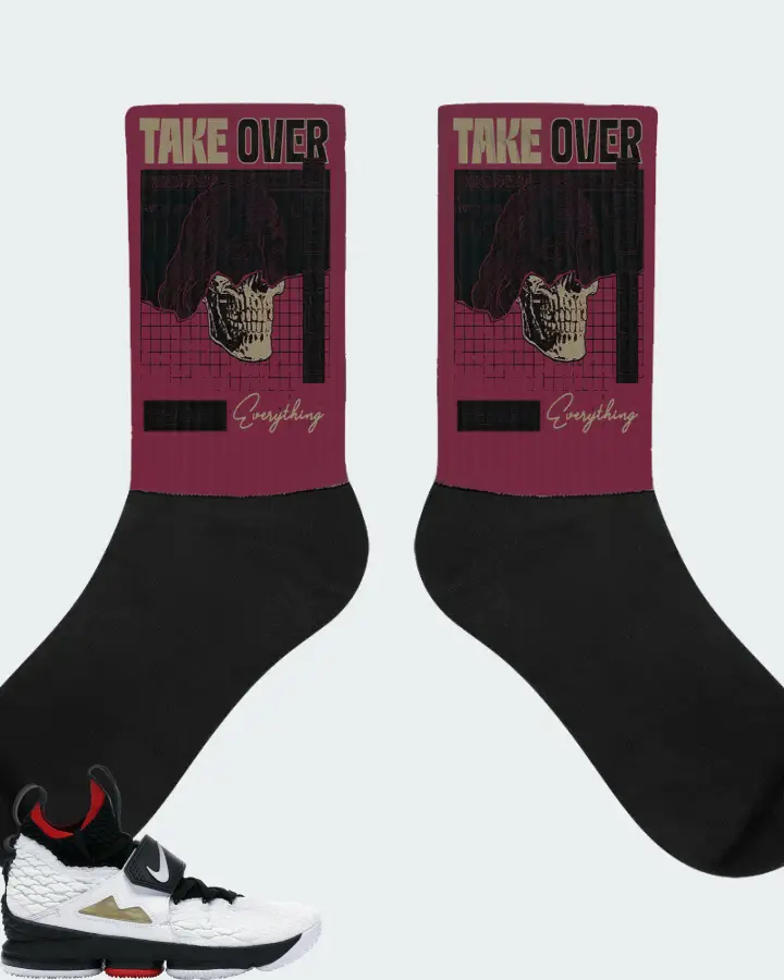Nike LeBron 15 Sneaker Matching Maroon Socks - Take Over