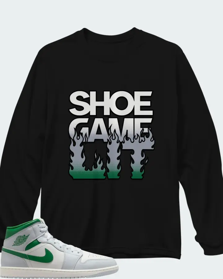 Air Jordan 1 Mid Lucky Green Matching Long Sleeve T-Shirt