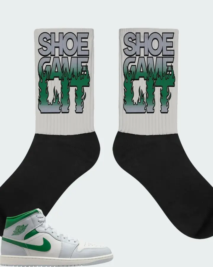 Air Jordan 1 Mid Lucky Green Matching Socks