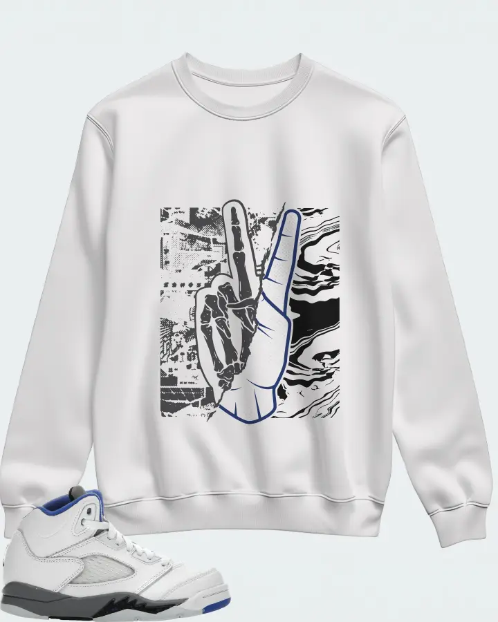 Jordan 5 Retro Sneaker Matching White Sweatshirt - Peace of mind