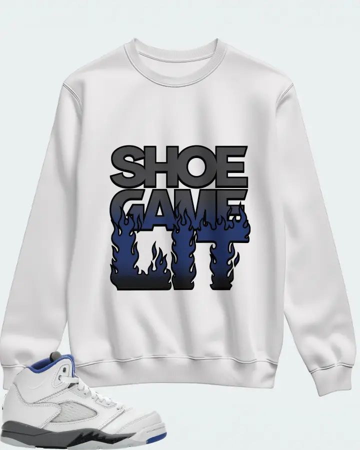Jordan 5 Retro Sneaker Matching White Sweatshirt - Shoe Game Lit Refreshed