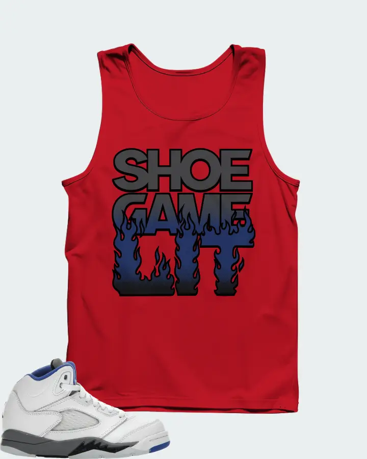 Jordan 5 Retro Sneaker Matching Red Tank Top - Shoe Game Lit Refreshed