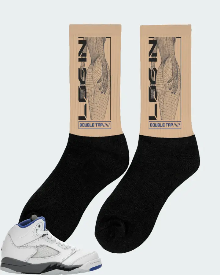 Jordan 5 Retro Sneaker Matching Cream Socks (LOGIN) - View 3