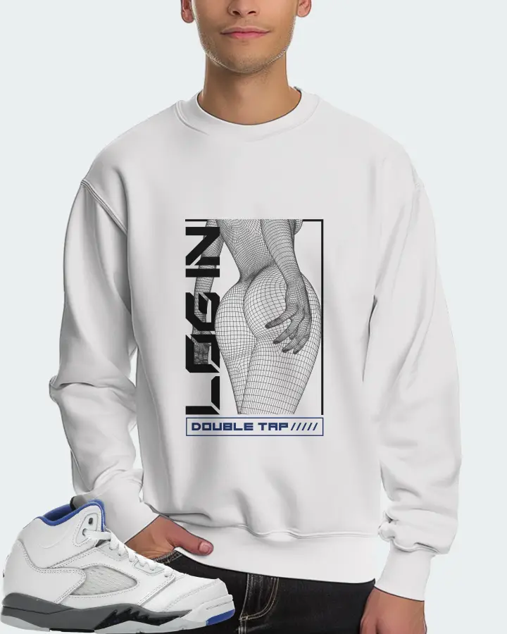 Jordan 5 Retro Sneaker Matching White Sweatshirt (LOGIN) - View 4