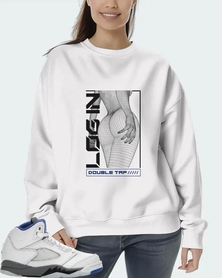 Jordan 5 Retro Sneaker Matching White Sweatshirt (LOGIN) - View 5