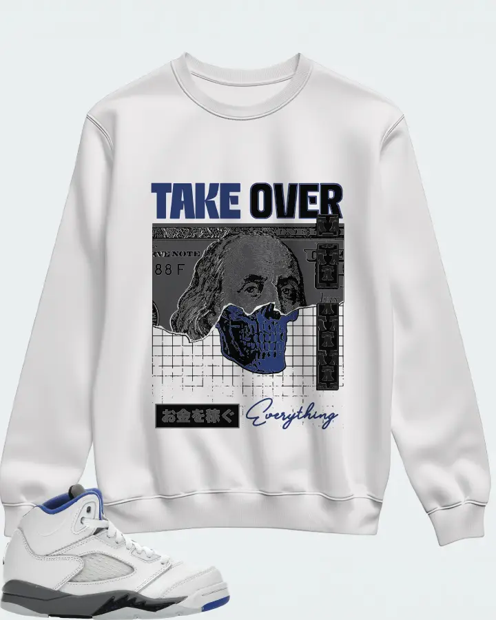 Jordan 5 Retro Sneaker Matching White Sweatshirt - Take Over
