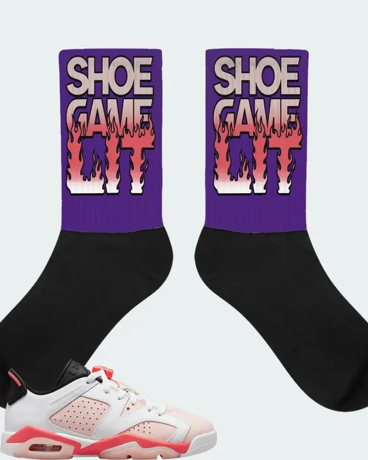 Jordan 6 Retro Low Sneaker Matching Purple Socks - Shoe Game Lit Refreshed