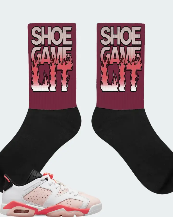 Jordan 6 Retro Low Sneaker Matching Maroon Socks - Shoe Game Lit Refreshed