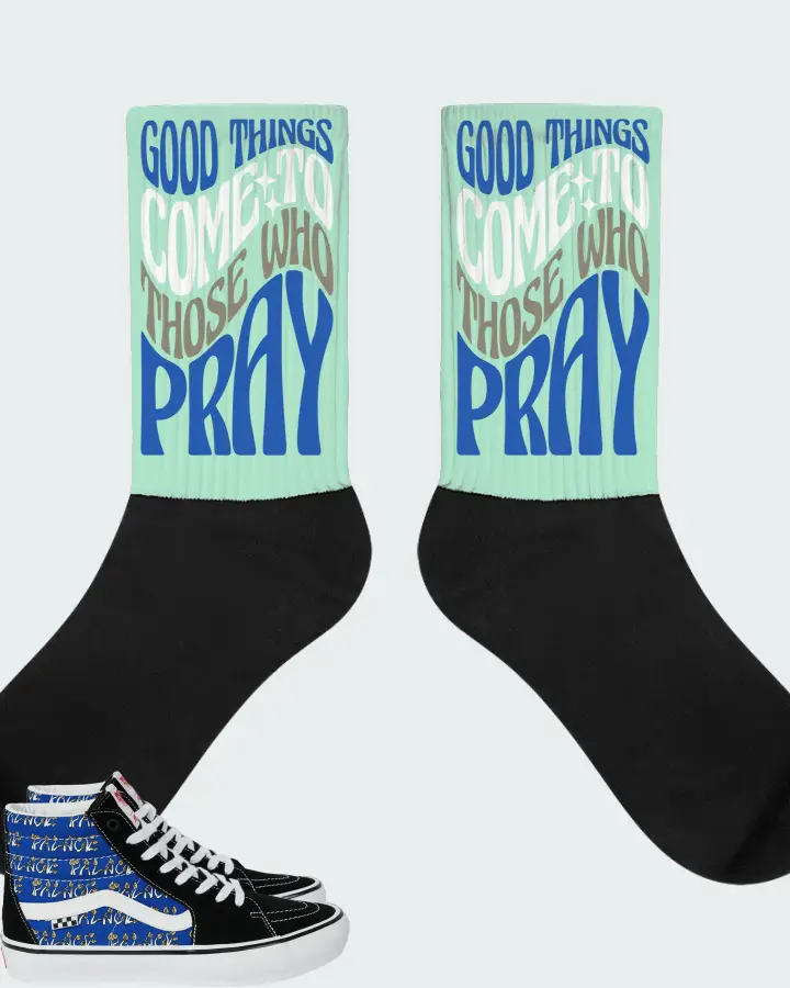 Vans Skate Sk8-Hi Sneaker Matching Socks - Good Things Come To Those Who Pray