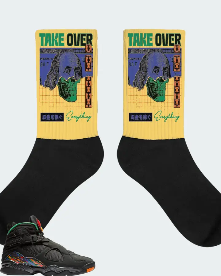 Jordan 8 Retro Sneaker Matching Yellow Socks - Take Over
