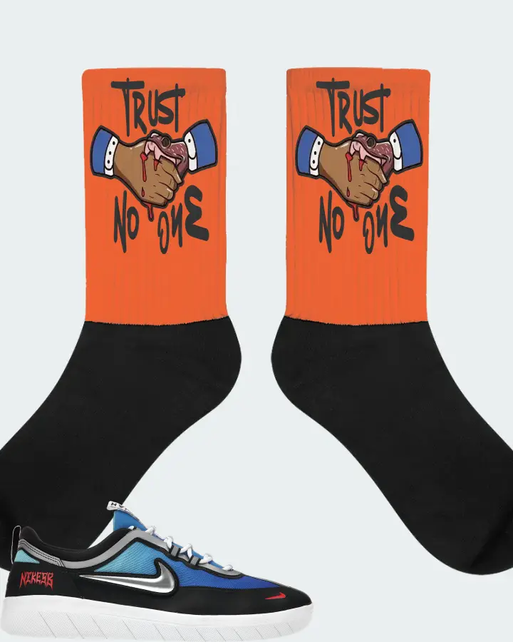 Nike SB Nyjah Free 2 Premium Sneaker Matching Orange Socks - Trust No One