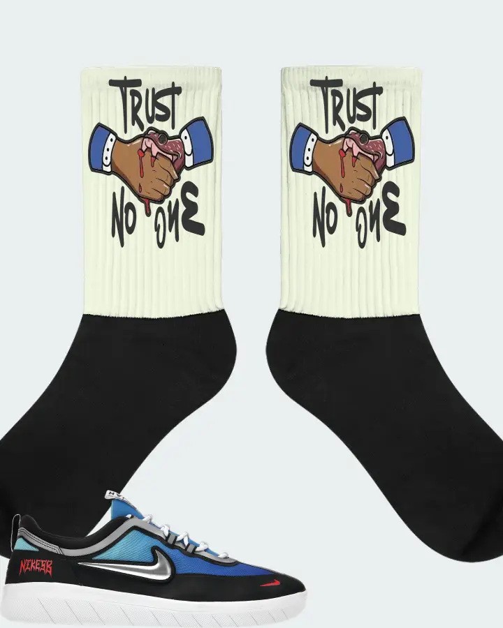 Nike SB Nyjah Free 2 Premium Sneaker Matching Citron Socks - Trust No One
