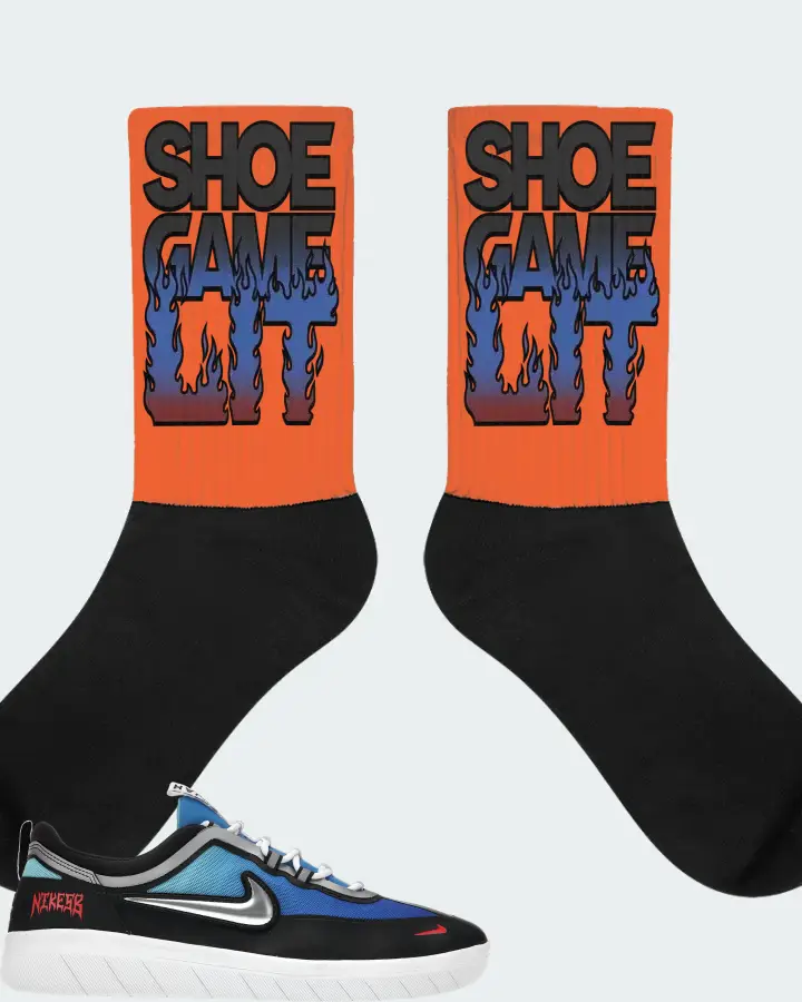 Nike SB Nyjah Free 2 Premium Sneaker Matching Orange Socks - Shoe Game Lit Refreshed