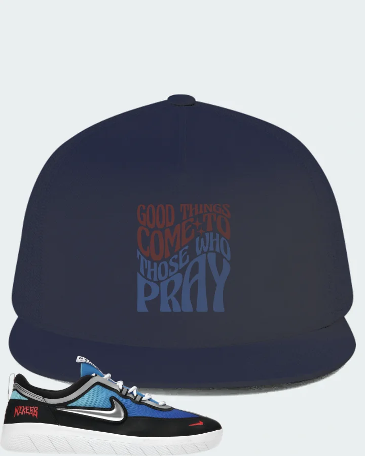 Nike SB Nyjah Free 2 Premium Sneaker Matching Navy Hat - Good Things Come To Those Who Pray