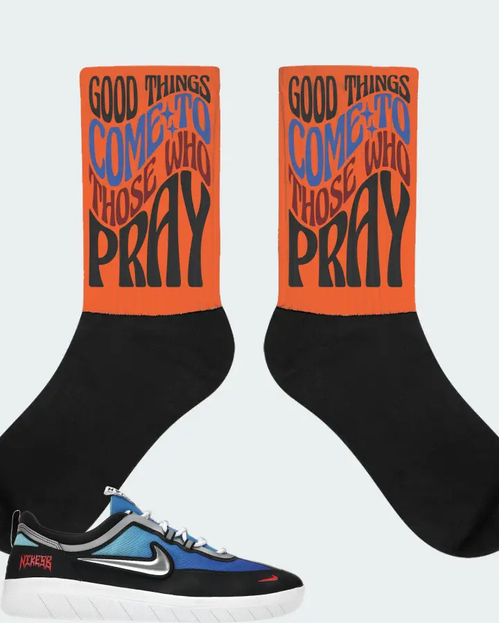 Nike SB Nyjah Free 2 Premium Sneaker Matching Orange Socks - Good Things Come To Those Who Pray