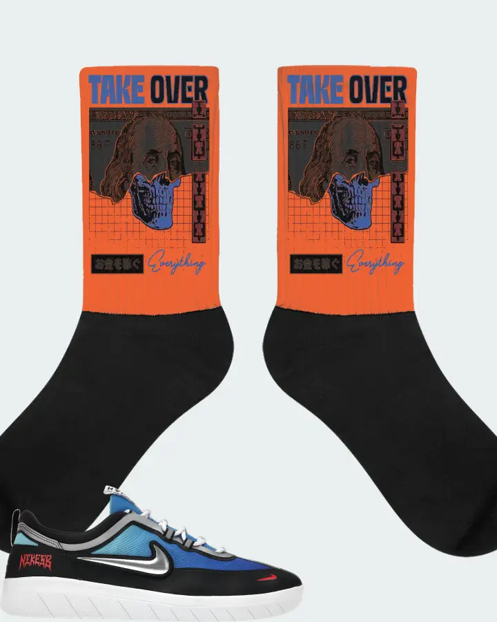 Nike SB Nyjah Free 2 Premium Sneaker Matching Orange Socks - Take Over