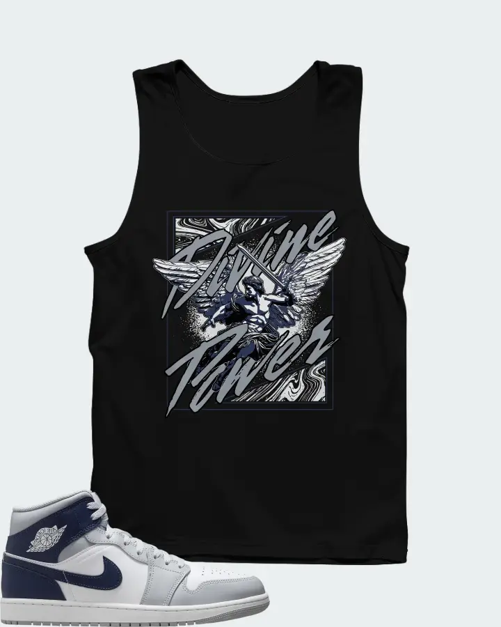 Air Jordan 1 Mid Wolf Grey Midnight Navy Matching Tank Top
