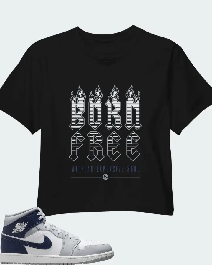 Air Jordan 1 Mid Wolf Grey Midnight Navy Matching Crop Top