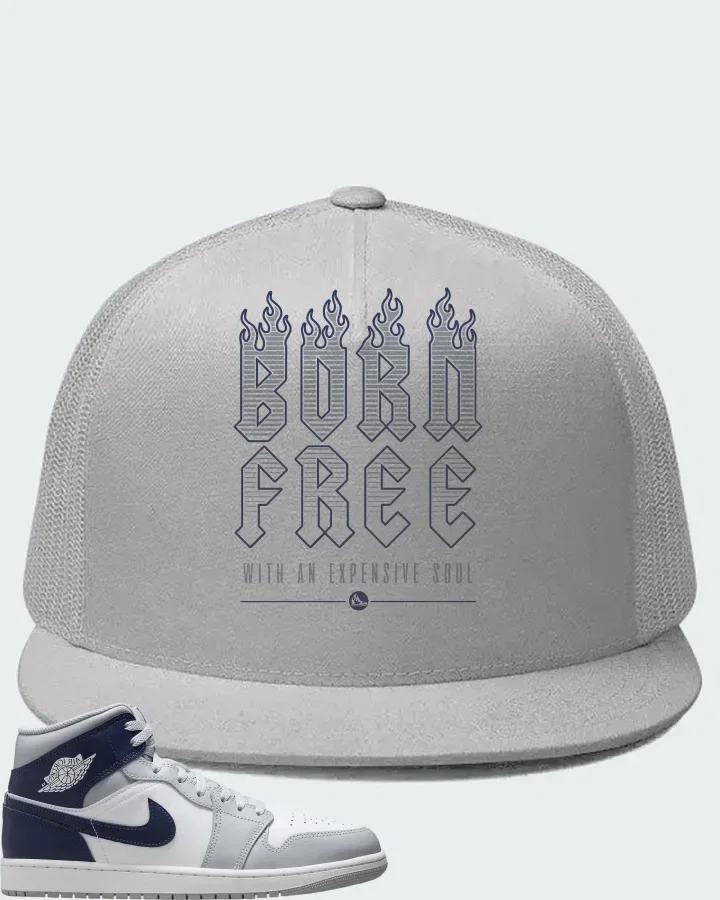 Air Jordan 1 Mid Wolf Grey Midnight Navy Matching Hat
