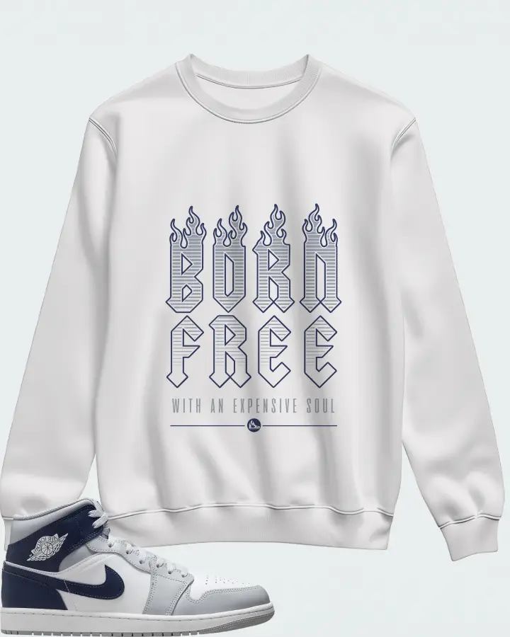 Air Jordan 1 Mid Wolf Grey Midnight Navy Matching Sweatshirt
