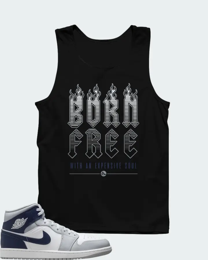 Air Jordan 1 Mid Wolf Grey Midnight Navy Matching Tank Top