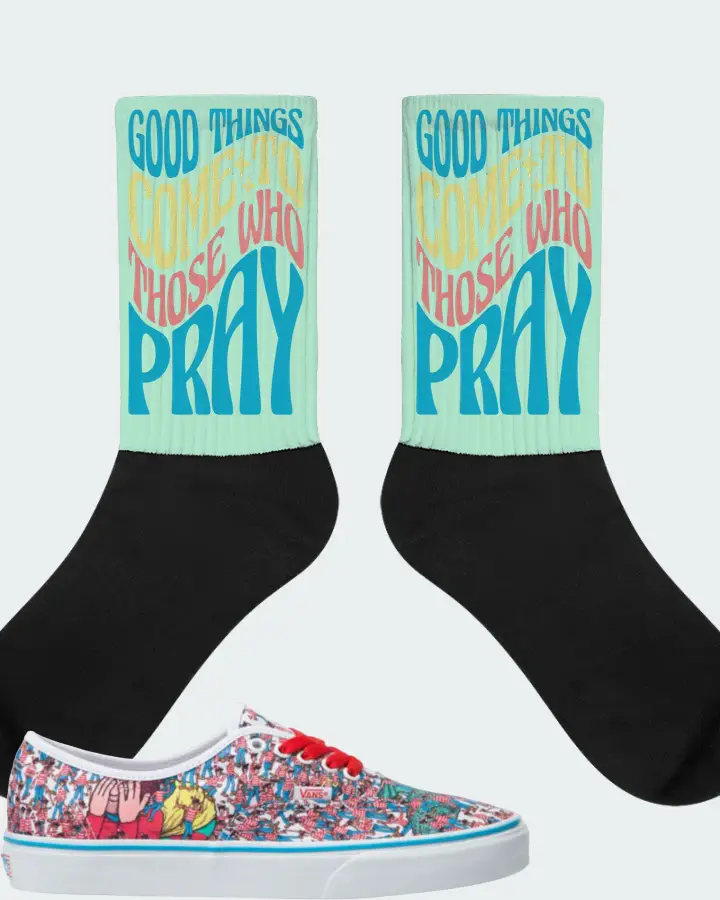 Vans Classic Authentic Sneaker Matching Mint Socks - Good Things Come To Those Who Pray