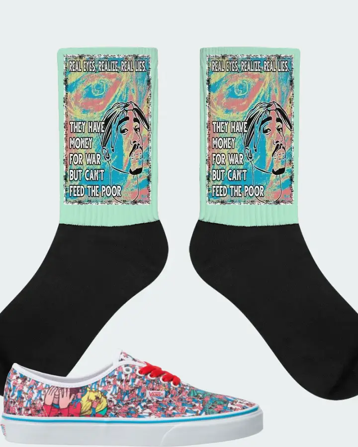 Vans Classic Authentic Sneaker Matching Mint Socks - TUPAC Real Eyes Realize Real Lies