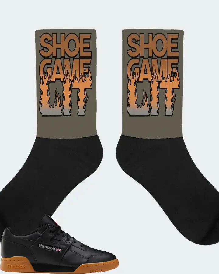 Reebok Workout Plus Sneaker Matching Army Green Socks - Shoe Game Lit Refreshed