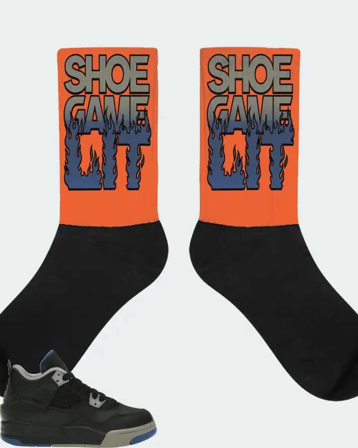 Jordan 4 Retro Sneaker Matching Orange Socks - Shoe Game Lit Refreshed