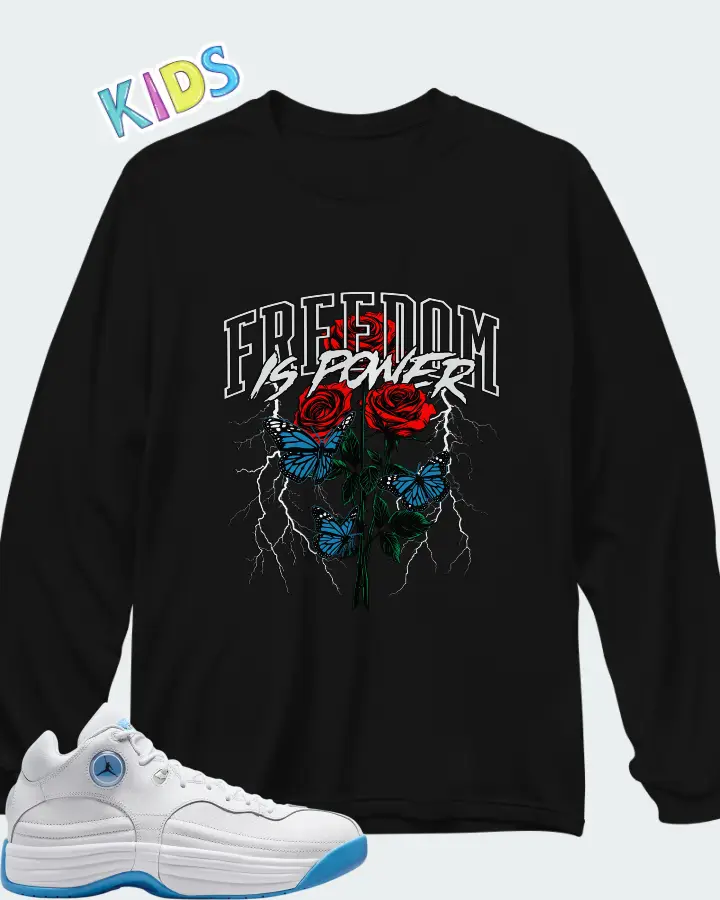 Jordan Jumpman Team 1 White University Blue Matching Kid's Long Sleeve T-Shirt