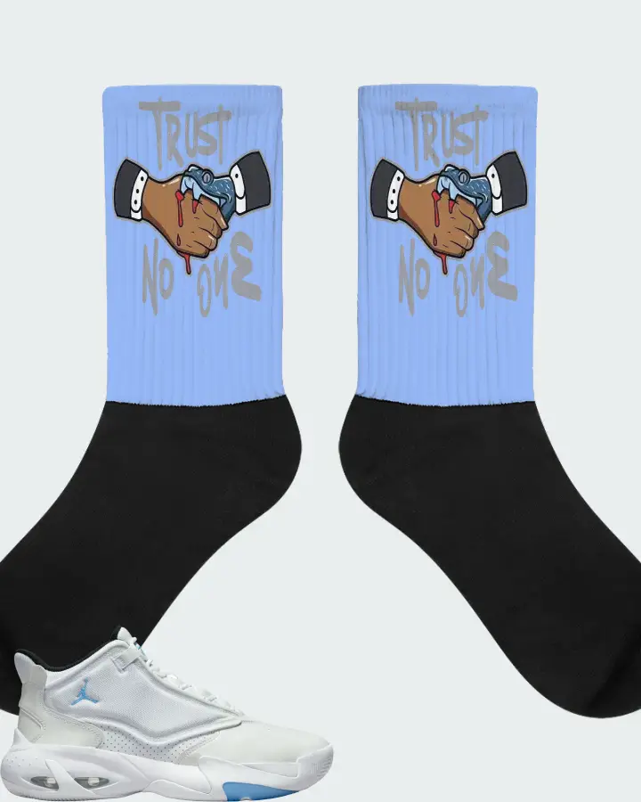Jordan Max Aura 4 Sneaker Matching Carolina Blue Socks - Trust No One