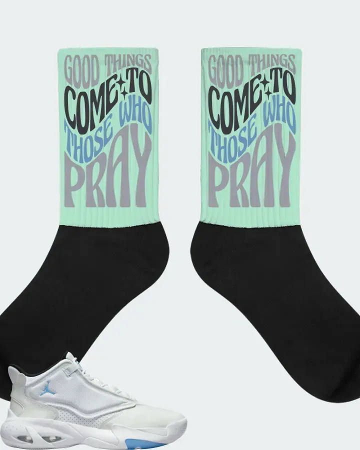 Jordan Max Aura 4 Sneaker Matching Mint Socks - Good Things Come To Those Who Pray