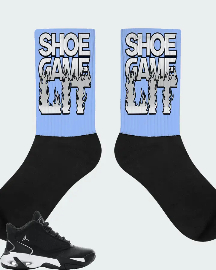 Jordan Max Aura 4 Sneaker Matching Carolina Blue Socks - Shoe Game Lit Refreshed
