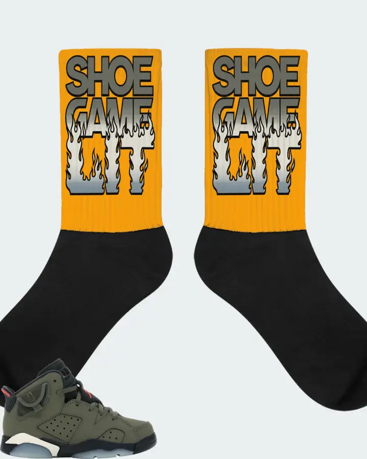 Jordan 6 Retro Sneaker Matching Gold Socks - Shoe Game Lit Refreshed