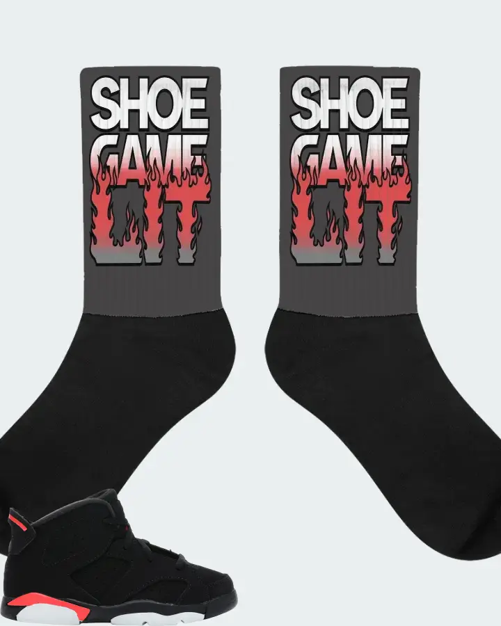 Jordan 6 Retro Sneaker Matching Dark Grey Socks - Shoe Game Lit Refreshed