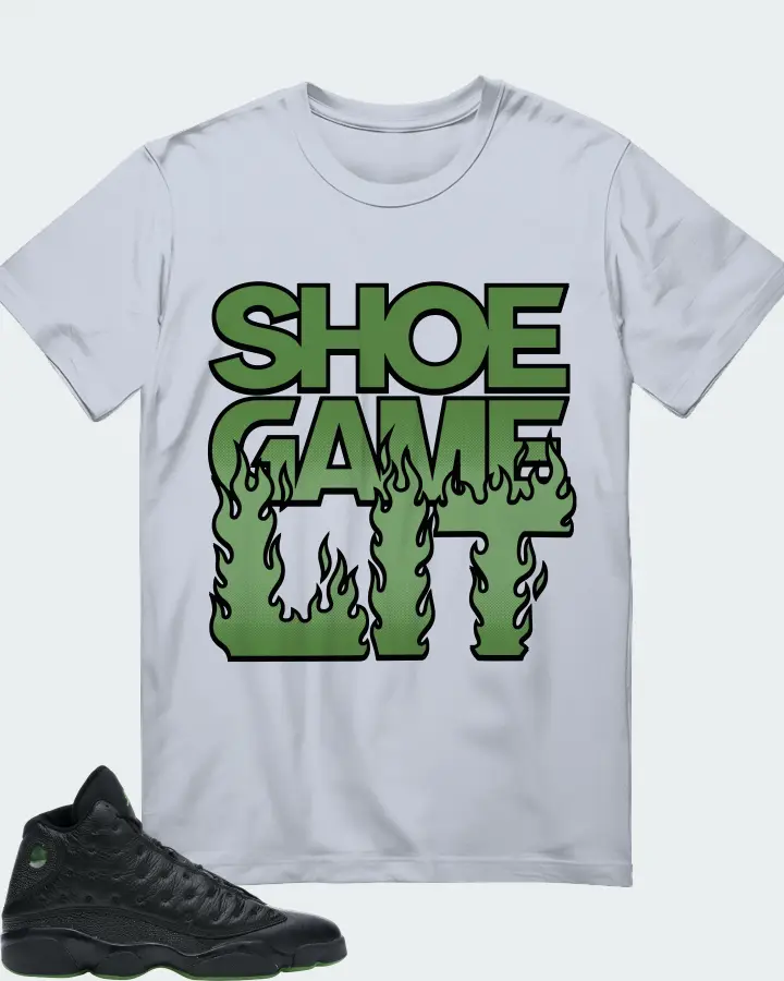 Jordan 13 Retro Sneaker Matching Light Blue T-Shirt - Shoe Game Lit Refreshed