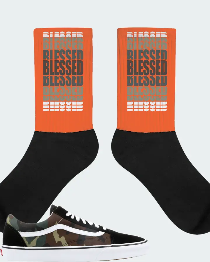 Vans Old Skool Sneaker Matching Orange Socks - BLESSED Many Times