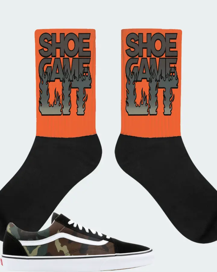 Vans Old Skool Sneaker Matching Orange Socks - Shoe Game Lit Refreshed