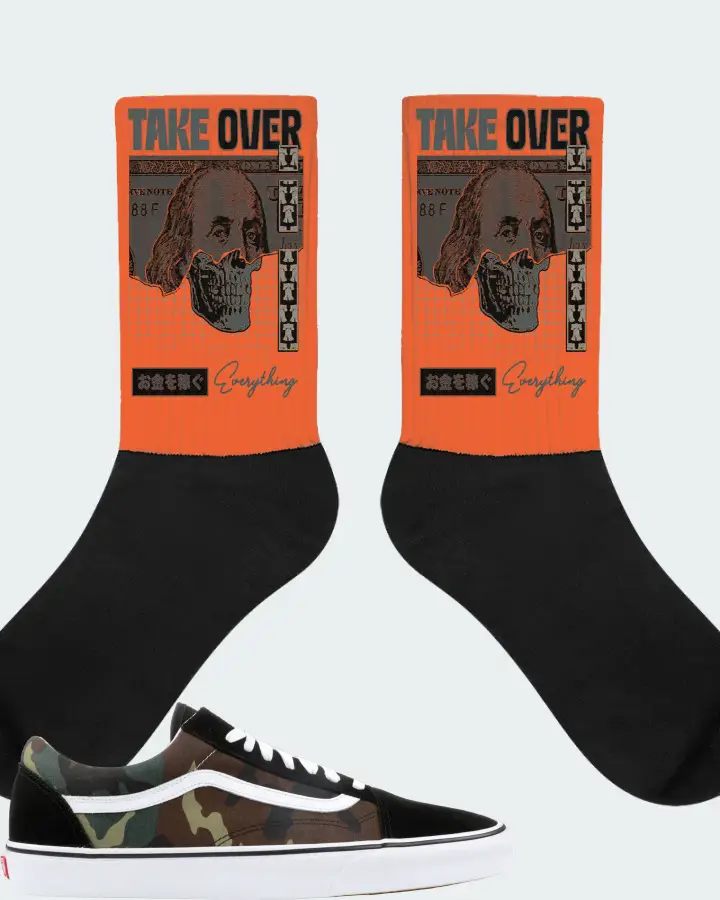 Vans Old Skool Sneaker Matching Orange Socks - Take Over