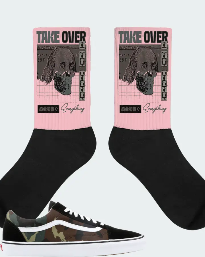 Vans Old Skool Sneaker Matching Pink Socks - Take Over