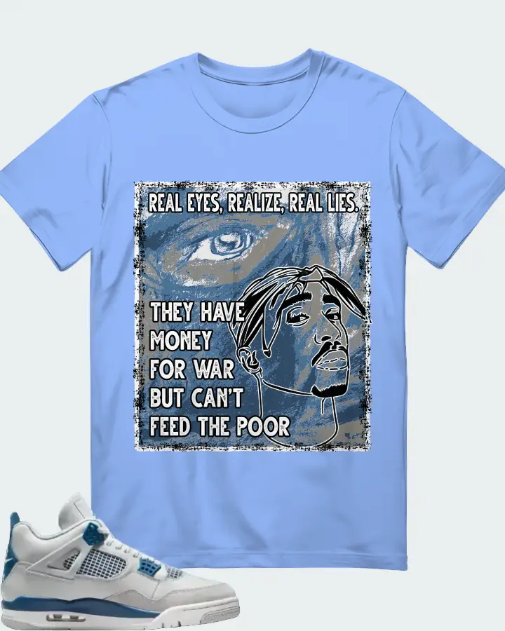 Air Jordan 4 Retro  Military Blue 2024 matching t-shirt