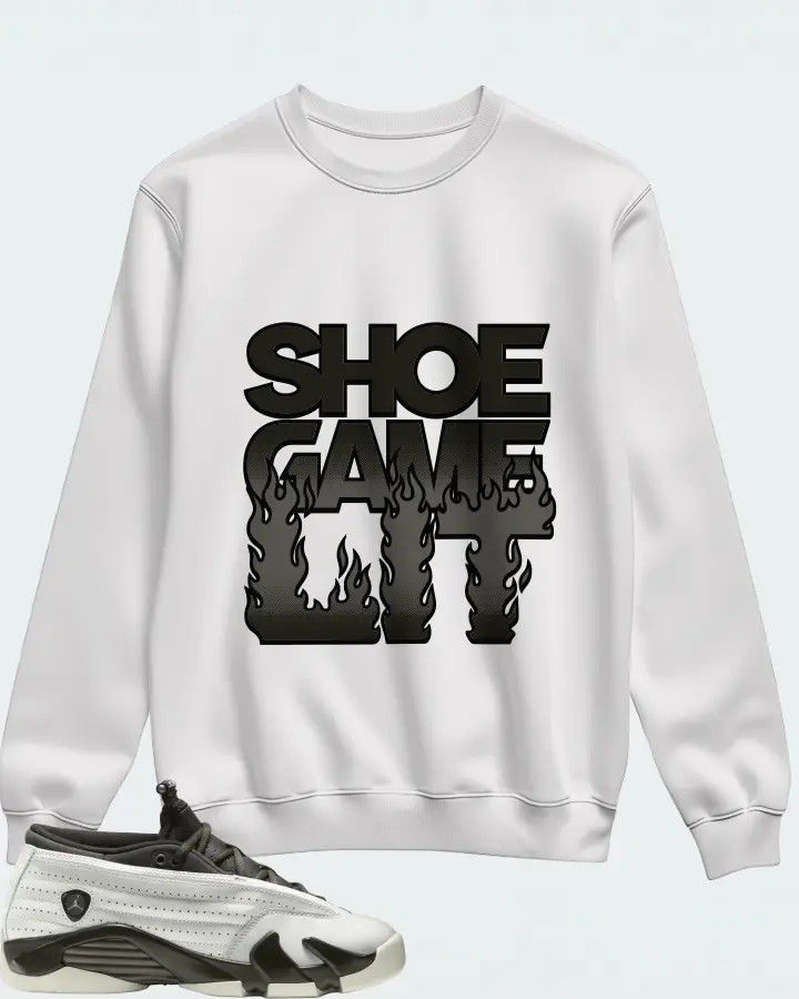 Jordan 14 Retro Low Sneaker Matching White Sweatshirt - Shoe Game Lit Refreshed