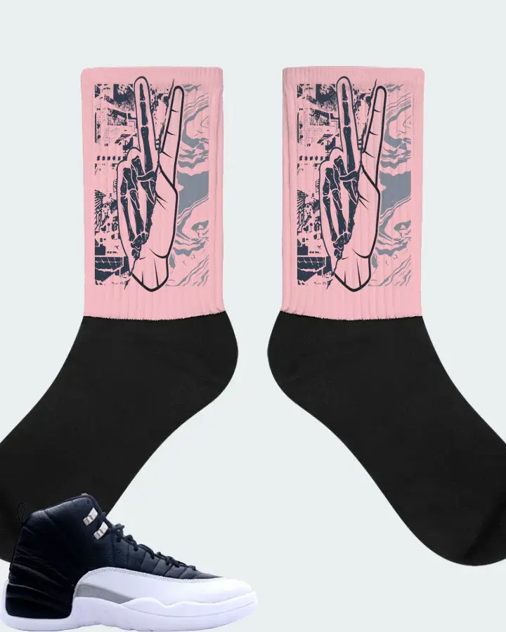 Jordan 12 Retro Sneaker Matching Pink Socks - Peace of mind