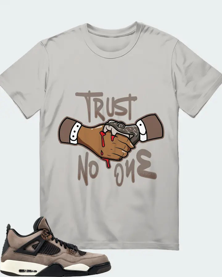 Jordan 4 Retro Sneaker Matching Grey Gildan T-Shirt - Trust No One