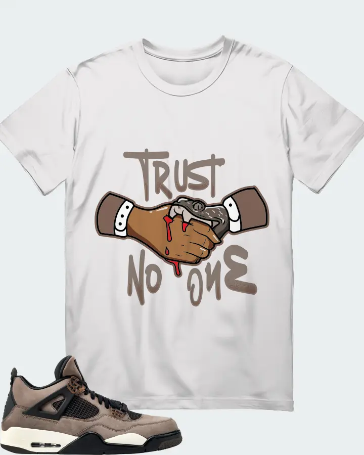 Jordan 4 Retro Sneaker Matching White Gildan T-Shirt - Trust No One
